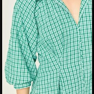 English Factory Green Plaid Midi Dress